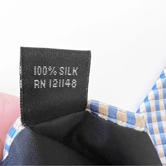 Michael Michael Kors Blue Silk Tie Gingham Print Men’s Work Wear Professional - Picture 4 of 7